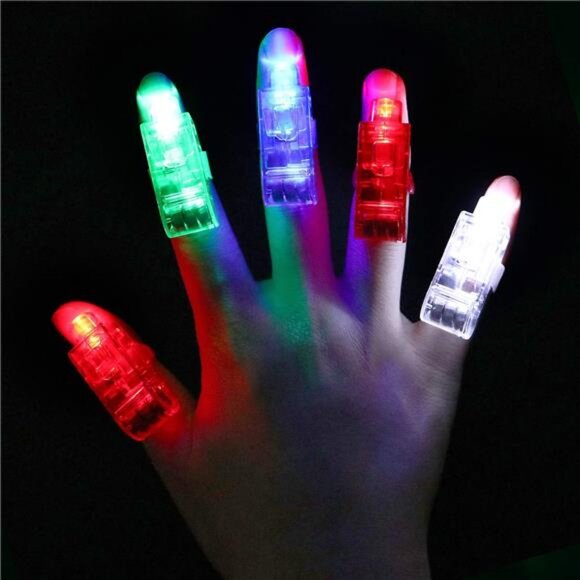 100 Pack LED Finger Lights, Flashing Light Up Rings Bulk Party Favors - Picture 3 of 8